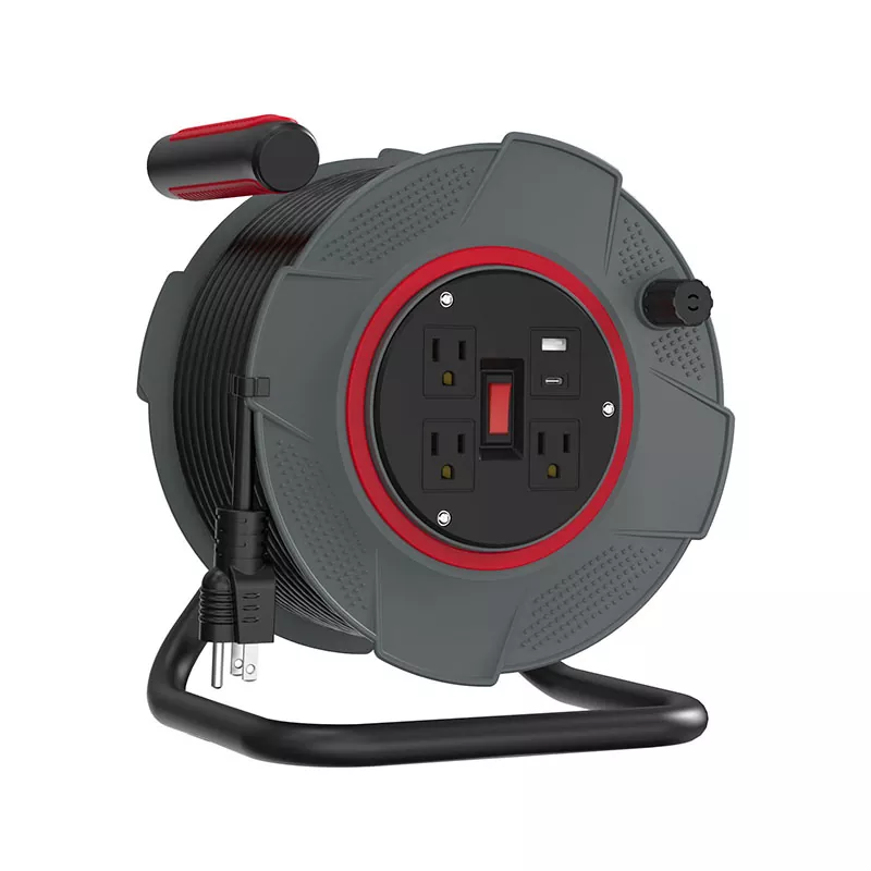 3 Outlets USB بلاستيك بكرة سلك 80 قدم